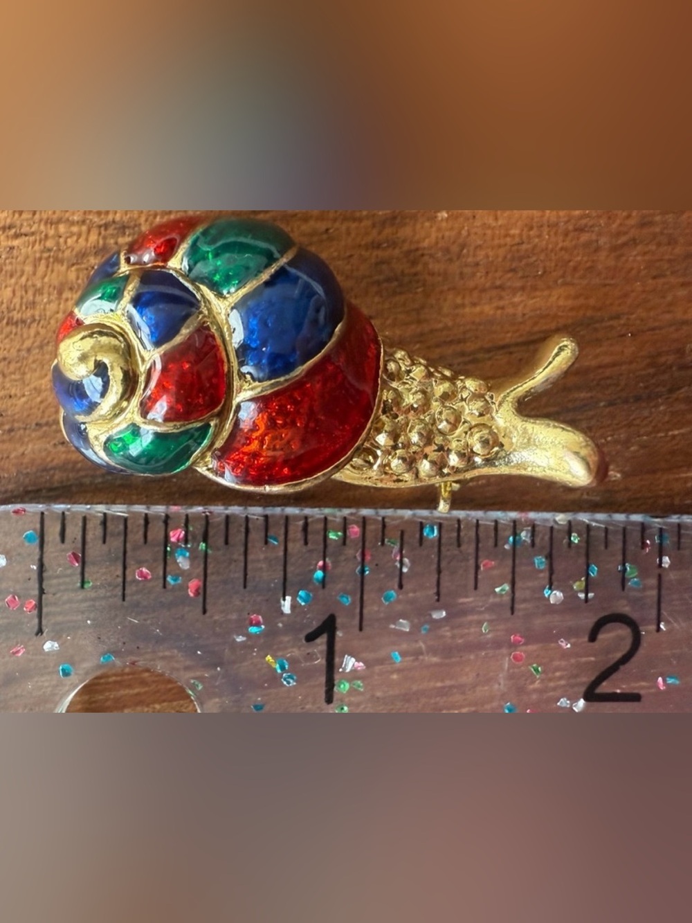 VTG Colorful Snail Enamel Brooch Multicolor Pin Gold Tone Jeweled Colors